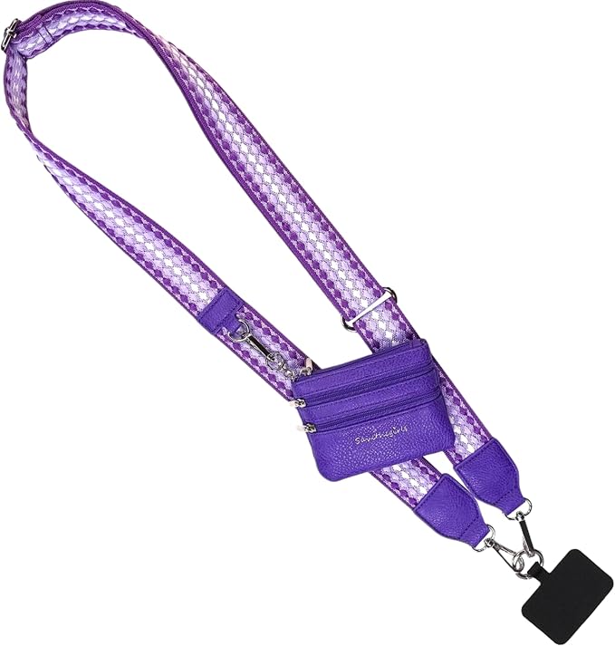 Save the Girls Original Clip and Go Phone Strap Pattern - Crossbody Phone Strap Chain with Zipper Wallet Pouch