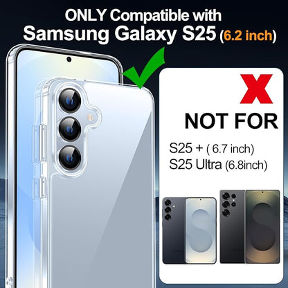 MOZOTER Designed for Samsung Galaxy S25 Case Clear, [Not Yellowing] [15FT Military Grade Drop Protection] Scratch-Resistant Transparent Shockproof Slim Phone Case 6.2 Inch-Clear