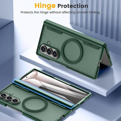 Caka Magnetic for Samsung Galaxy Z Fold 8 Ultra Case with Hinge Protection | Compatible with MagSafe, Built-in Outer Screen Protector, Hinge Guard, Translucent Matte Back, 360° Hybrid Drop Defense