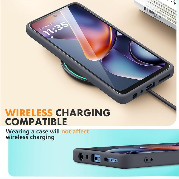 for Motorola Moto G 2025 Case, 2 Pack Tempered Glass Screen Protectors, Soft TPU Liquid Silicone Shockproof Gel Case-Deep Lavender