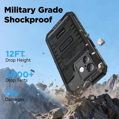Beasyjoy for iPhone 17 Case Waterproof, Heavy Duty Metal Full Body Protection, Built-in Screen Protector, Military Grade Shockproof Dustproof Rugged Cover for iPhone 17 6.3 inch, Black