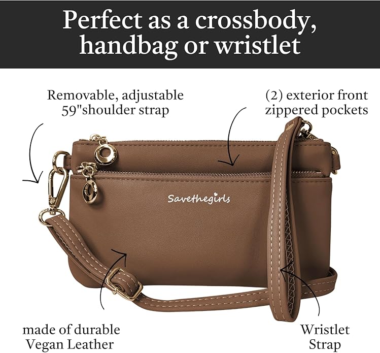 Save the Girls Cell Phone Purse - Touch Screen Women’s Crossbody Bag - Clutch Purses for Women (Bella) | Touch Screen, for Women