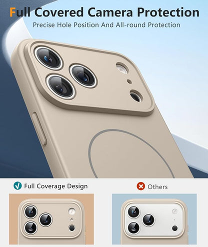 FNTCASE for iPhone 17 Pro Max Case: [Compatible with Magsafe] Integrated Silicone Phone Cases with [Full Camera Protection] [Screen Protector] Military Grade Shockproof Protective Cover - Full White