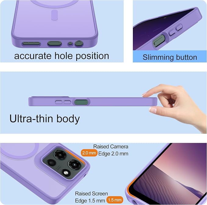 for Motorola Moto G 2025/2026 Case & Moto G PIay 2026 Case,Translucent Matte Compatible with Magsafe [Military-Grade] with Screen Protector Shockproof for Moto G 5G 2025/2026 & G PIay 2026-purple