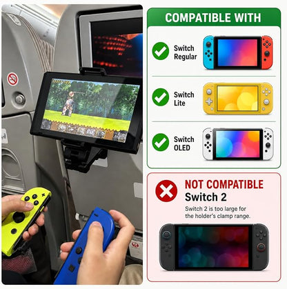 Perilogics Gen 2 Airplane Phone Holder Mount – Silent Hands-Free Travel Phone Stand, Travel Essential for Flying, 360° Adjustable Tray Table Phone Holder Fits iPhone, Android & Gaming Devices