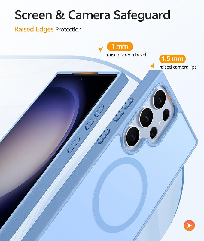 FNTCASE for Samsung Galaxy S23 Ultra Case, Compatible with Magsafe | Translucent Matte Magnetic Back, 14FT Military Grade Drop Protection, Shockproof Protective Phone Cover