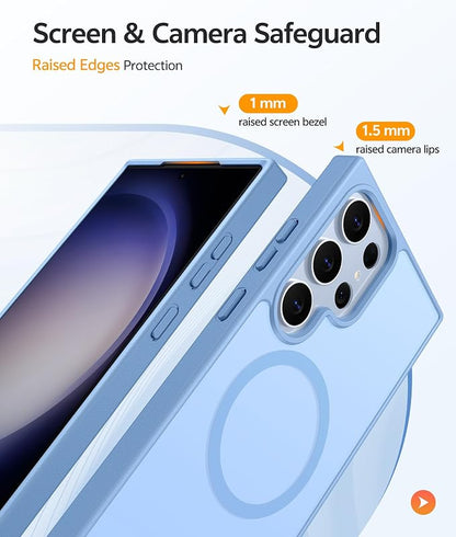 FNTCASE for Samsung Galaxy S23 Ultra Case, Compatible with Magsafe | Translucent Matte Magnetic Back, 14FT Military Grade Drop Protection, Shockproof Protective Phone Cover