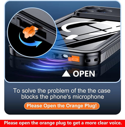 SPIDERCASE Magnetic for iPhone 17 Pro Max Case Waterproof, Built-in Screen & Camera Lens Protector[IP68 Underwater] [Military Grade Shockproof] Full Body Protection Phone Case, Black/Clear