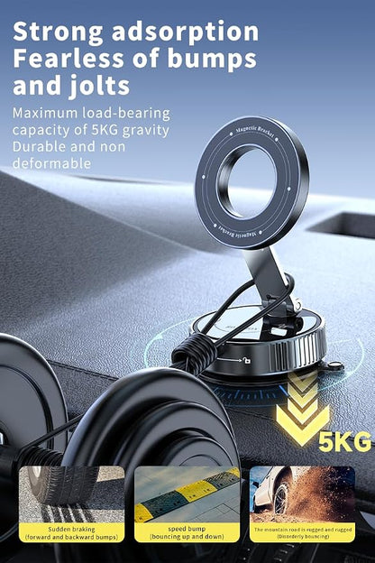 Car Phone Holder for Magsafe,360°Nano Gel Vacuum Magnetic Phone Holders for Your Car,[108+LBS Suction & 2800 gf Magnetic] Perfect for iPhone 17/Air/16/15/14/13/12 pro,Android