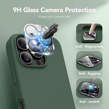 GONEZ Magnetic for iPhone 16 Pro Max Case, Compatible with MagSafe, Liquid Silicone Case, with Screen Protector + Camera Protector, Full Body Protective Shockproof Phone Cover 6.9", Army Green