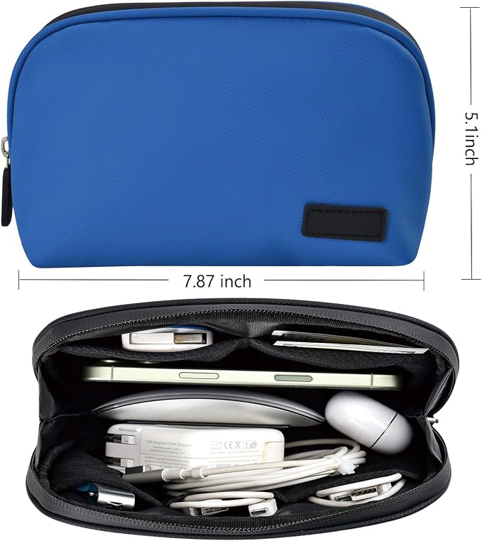 CAAORDKSO Cord Organizer Travel Cable Organizer Bag Tech Electronic Organizer Travel Case, Water Resistant Accessories Storage Tech Bag for Travel Essentials, Cable, Charger, Power Bank, Earphone,Blue