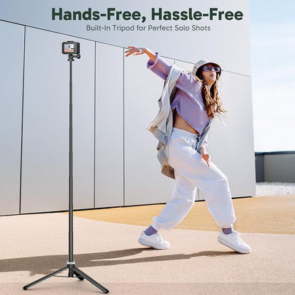 AKASO 160cm Selfie Stick Extendable Tripod Stand for GoPro Hero 13/12/11/10/9/Max, DJI Osmo Action 5/4/3, AKASO EK7000/Brave 4/Brave 7 LE Action Cameras and Other ODDV, ICEFOX Action Cameras