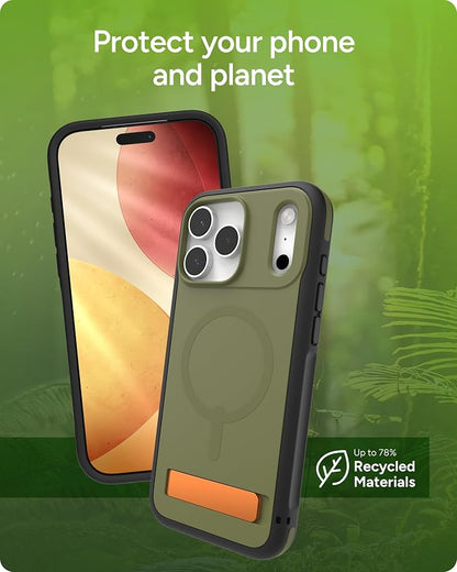 ZAGG Sedona Snap Case with Kickstand for iPhone 17 Pro Max - Green Sea Kelp, Drop Protection (13ft/4m), Multi-Layer Protection, with Camera Button, MagSafe Phone Case with Impact-Absorbing Bumpers