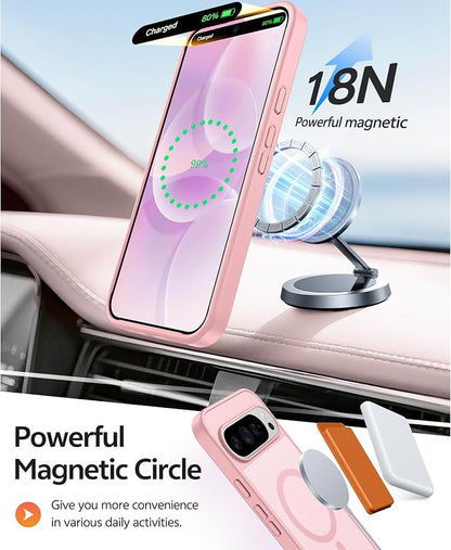 FNTCASE for Google Pixel 10 Pro Case: for Pixel 10 Case [Fit for Magsafe] Translucent Matte Cases with [Screen Protector] Military Grade Shockproof Protective Magnetic Phone Cover (6.3inch - Pink)