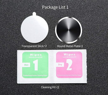 Adhesive Metal Plate Mounting Kits Stickers, Universal Discs Magnet Patch Compatible with Air Vent Magnetic Car/Vehicle Mount Holder (2 Round-Black)