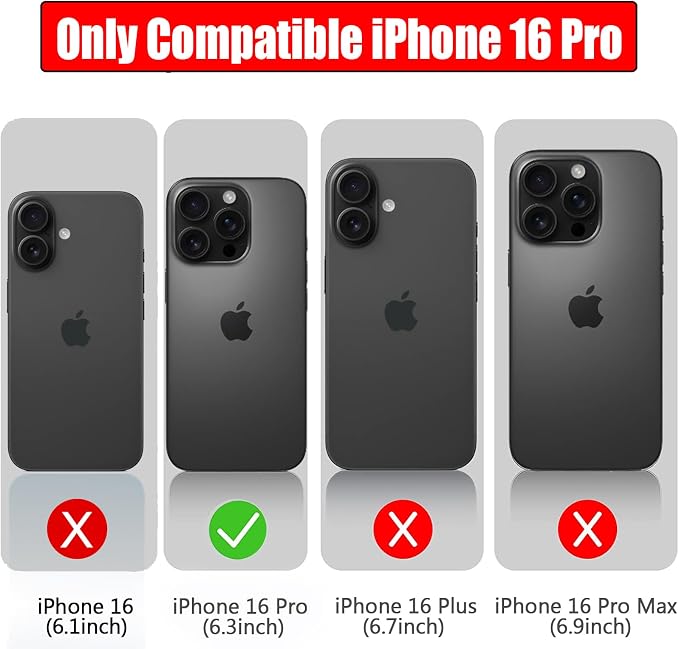 Battery Case for iPhone 16 Pro, Full Encircle 10000mAh High Capacity Rechargeable Portable Charger Case Extended Battery Pack for iPhone 16 Pro (6.3 inch) Wireless Charging Cover with Carplay-Black