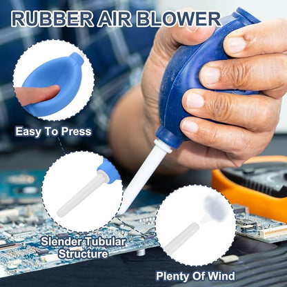 PATIKIL Soft Tip Air Blower Dust Blaster, 3 Pcs Rubber Bulb Air Pump Dust Blower Cleaner Cameras Lens Cleaning Tool with Long Nozzle for Camera Lens Computer Keyboard, Blue/White