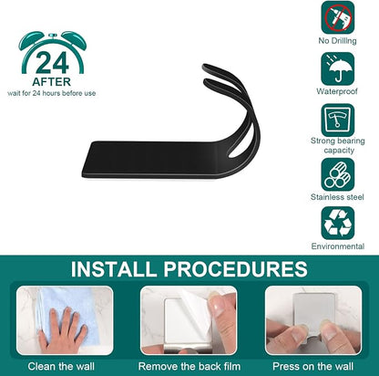 CGBE Razor Holder for Shower, 4 Packs Self Adhesive Shaver Holder Hanger Hooks for Bathroom, Damage Free Wall Hooks for Razor Shaver Loofah Sponge