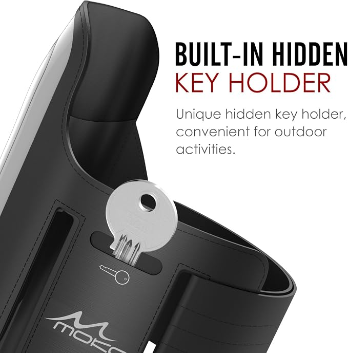 MoKo Phone Armband, Water Resistant Running Cell Phone Armband with Key Holder Adjustable Band Compitable with iPhone 11 Pro, X, Xs, 8, 7, 6, 6s, 5s, 5c, SE, 5, 4S,4 for Walking Fitness, Black