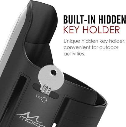 MoKo Phone Armband, Water Resistant Running Cell Phone Armband with Key Holder Adjustable Band Compitable with iPhone 11 Pro, X, Xs, 8, 7, 6, 6s, 5s, 5c, SE, 5, 4S,4 for Walking Fitness, Black