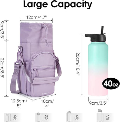 sportsnew Water Bottle Holder with Strap 32oz 40oz Insulated Water Bottle Carrier Sling Bag with Phone Pocket Crossbody