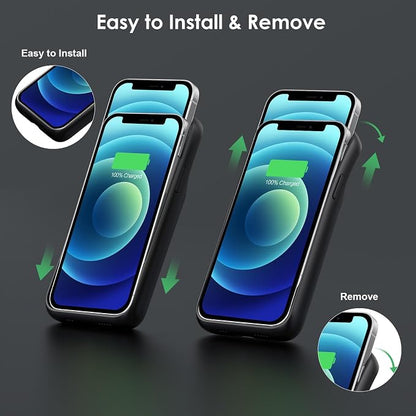 Battery Case for iPhone 12/12 Pro,[2025 Upgraded] 10800mAh Ultra-Slim Portable Extended Charger Case Cover for iPhone 12/12 Pro Charging Case (6.1 Inch)-Black