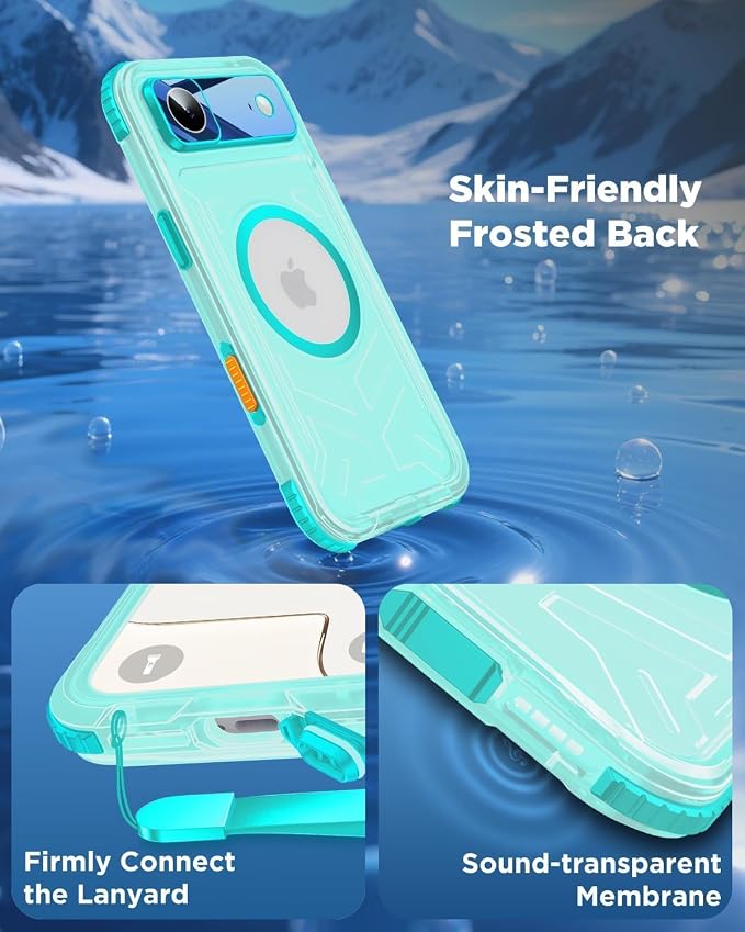 for iPhone Air Waterproof Case with Magsafe, Built-in [Camera & Screen Protector] [Lanyard], IP68 Water Proof Full Body Dustproof Heavy Duty Frosted Protective Phone Cover, 6.7" Teal