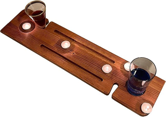 Handmade Wooden Bathtub Tray - 3 Different Size Options - Rustic Structure - Water Insulator - Bath Tray Caddy with Wine Glass Holder (36", NATURAL MAHOGANY)