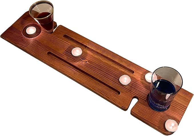 Handmade Wooden Bathtub Tray - 3 Different Size Options - Rustic Structure - Water Insulator - Bath Tray Caddy with Wine Glass Holder (28", NATURAL MAHOGANY)
