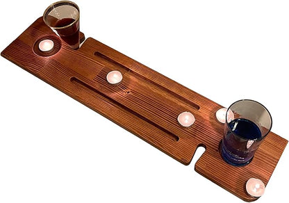 Handmade Wooden Bathtub Tray - 3 Different Size Options - Rustic Structure - Water Insulator - Bath Tray Caddy with Wine Glass Holder (28", BLACK BROWN)