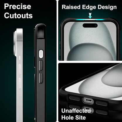 360° Magnetic Swivel Ring for iPhone 15 case, Built-in Metal Stand and Ring Holder, Magsafe Compatible, Military Grade Protection, Shock Resistant - Black