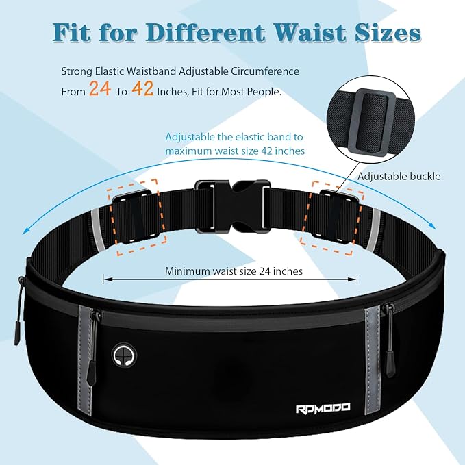Running Belt Women Men, Fanny Pack Waist Bag, Phone Holder for Running Workout Plus Size Waterproof Adjustable Belt Bag for iPhone 16 15 14 13 12 Pro Max Samsung 2 Pack (Pure Black+Black Green)