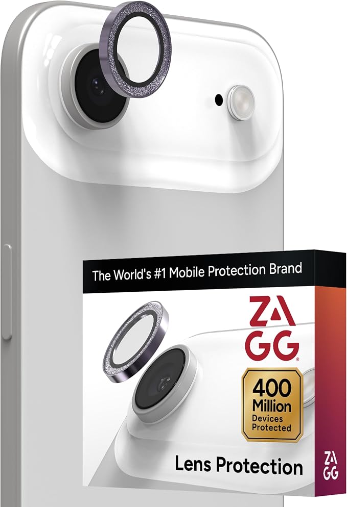 ZAGG iPhone Camera Lens Protector for iPhone Air - Purple Glitter, Camera Ring, Maximum Impact & Scratch Protection, Anti-Reflective Technology, Smudge-Resistant, Precise Fit, Glass Elite