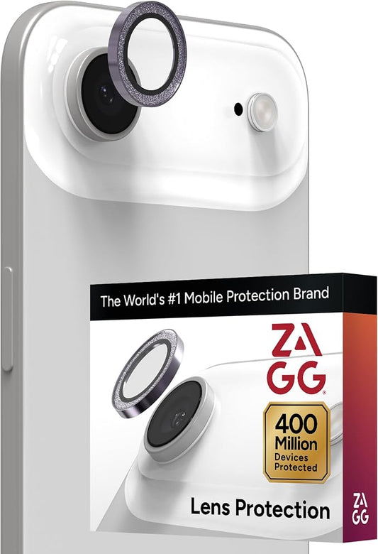 ZAGG iPhone Camera Lens Protector for iPhone Air - Purple Glitter, Camera Ring, Maximum Impact & Scratch Protection, Anti-Reflective Technology, Smudge-Resistant, Precise Fit, Glass Elite