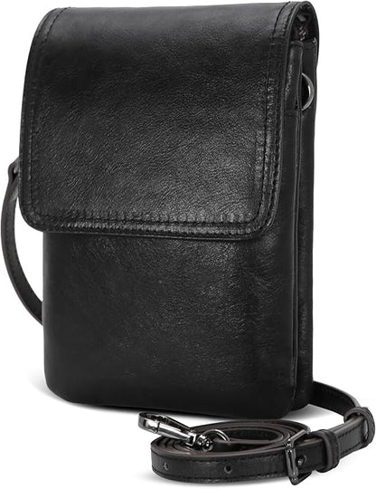 Iswee Leather Crossbody Bags for Women RFID Blocking Cell Phone Purse Small Anti-Theft Zippered with Card slots