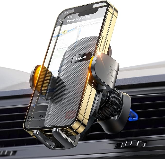 LISEN for iPhone 17 Phone Mount for Car [Ultla Stable] Phone Holder for Car Vent[Never Blocking] Steel Hook Clip Car Phone Holder Mount for iPhone 16 15 Pro Samsung Galaxy S223/S22 All Phones Kits