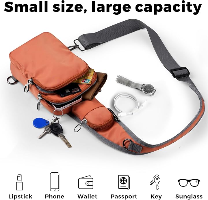 VADOO Sling Bag, Crossbody Bag with Zipper Lock, RFID Blocking & Water Resistant for Men and Women