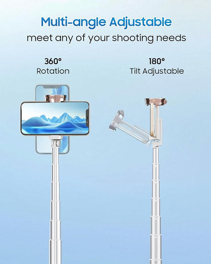 67" Selfie Stick Tripod, All in One Phone Tripod with Wireless Remote, Extendable Compact Tripods Portable Travel Stand for iPhone Android Selfie/Video Recording/Live Stream/Vlog
