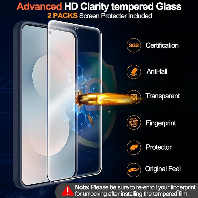 MOZOTER for Samsung Galaxy S25 FE Case,[Compatible with MagSafe] Blue | [12Ft Military Dropproof][2*Screen Protector]Translucent Shockproof Holsters Case for S25 FE-Blue