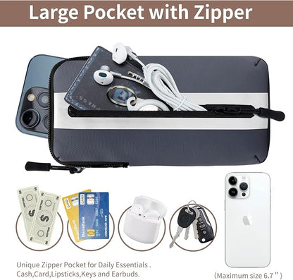 Prime Comfort Running Phone Holder Armband, iPhone Arm Bands for Exercise, Running Arm Bands for Cell Phone, Phone Purse Cell Phone Holder for Walking (Grey)
