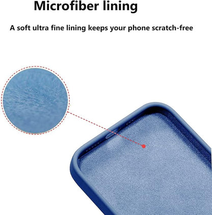Ultra Slim Liquid Silicon Gel Case Compatible for iPhone 12 Mini 5.4 inch 2020 with Card Holder Sleeves Slot Anti-Scratch Shockproof Wallet Cover with Screen Protector (Blue)