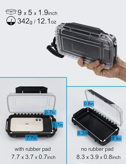 Hlotmeky Waterproof Dry Box for Kayaking, Boat, Phone - Small Container, Watertight Storage Case for Diving (Black)
