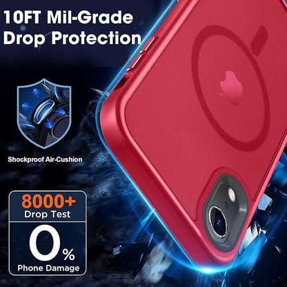 MOCCA Strong Magnetic for iPhone XR Phone Case, [Compatible with Magsafe][Mil-Grade Drop Protection] Slim Thin Translucent Matte Protective Cover Case for iPhone XR Case 6.1'', Red