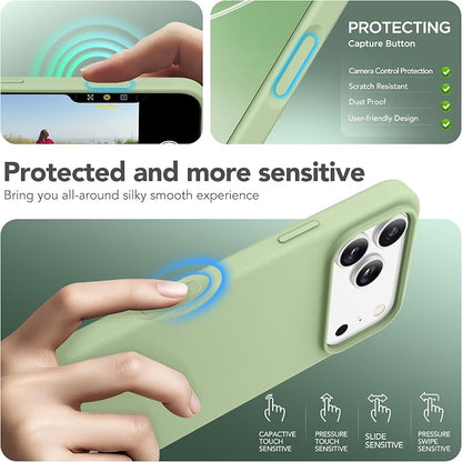 GONEZ Magnetic for iPhone 17 Pro Max Case, Compatible with MagSafe, [Screen Protector + Camera Lens Protector], Liquid Silicone Anti-Scratch Shockproof Protective Phone Case 6.9 inch, Green