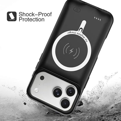 Battery Case for iPhone 17 Pro Max, Upgraded 12000mAh Pack Rechargeable Charger Case with Wireless Charging Compatible for iPhone 17 Pro Max (6.9 inch) External Battery Charging Cover (Black)
