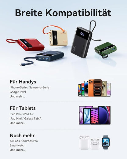 INIU Portable Charger, Small 20000mAh Power Bank with Built-in USB-C, 45W Fast Charging Flight Travel Emergency, for Family Students Women Men Kid Girl Boy
