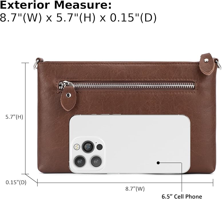 befen Genuine Leather Wristlet Clutch Wallet Purses Small Crossbody Bags for Women with RFID Blocking Card Slots