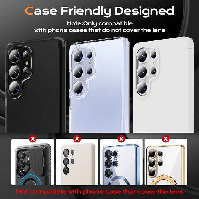 Camera Lens Protector for Samsung Galaxy S25 Ultra, Tempered Glass Metal Individual Camera Cover Screen [Anti-drop] Case Friendly- Silver