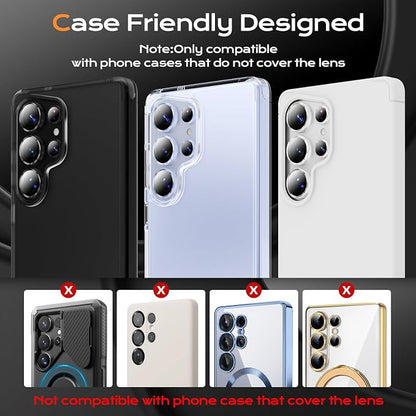 Camera Lens Protector for Samsung Galaxy S25 Ultra, Tempered Glass Metal Individual Camera Cover Screen [Anti-drop] Case Friendly- Silver