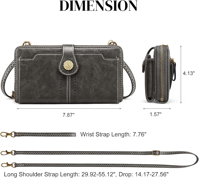 S-ZONE Vegan Leather Crossbody Bags for Women Small Cell Phone Purse RFID Blocking Clutch Purses with 2 Straps